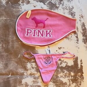 NWT Rare Pink VS Tennis Racket Cover and free (M) panty. Size: OS